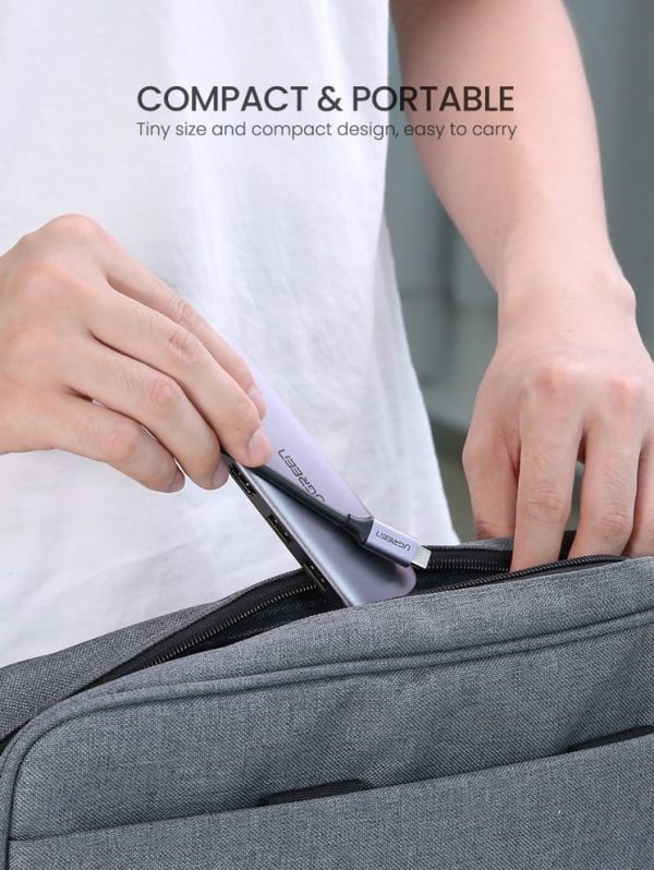 UGREEN USB C Hub 6 in 1 Dongle to HDMI 4K 2 USB 3.0 Ports SD TF Card Reader 100W PD Charging - 70411 - CM195 - Silver - Image 10