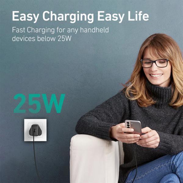 Aukey Swift 25W PD Wall Charger with PPS Technology for Samsung Fast Charging - US Plug - Black - PA-R1A - Image 4