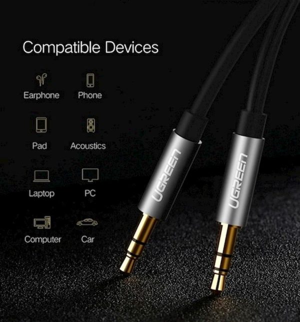 UGREEN AUX Audio Cable 3.5mm to 3.5mm - 3 feet - Black - 10733 - Image 4