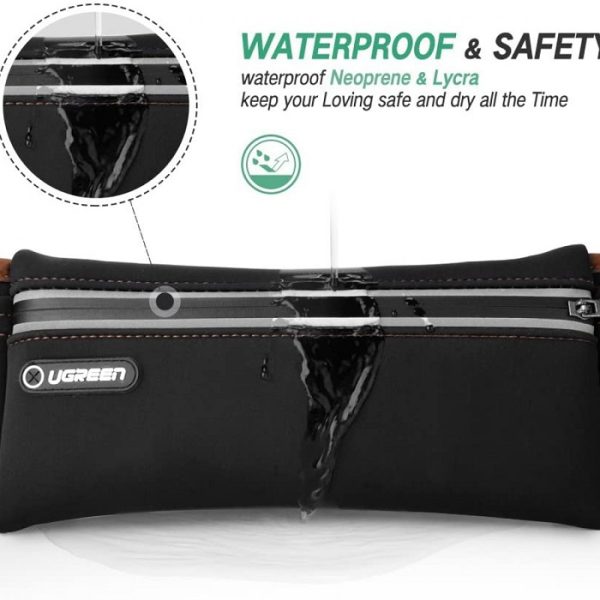 Ugreen-20818-Sport-Running-Waist-Pack-Waterproof-Belt-Black-3 UGREEN Sports Running Waist Band for Keeping Phones & Keys & other valuables - Black - 20818 - Image 5