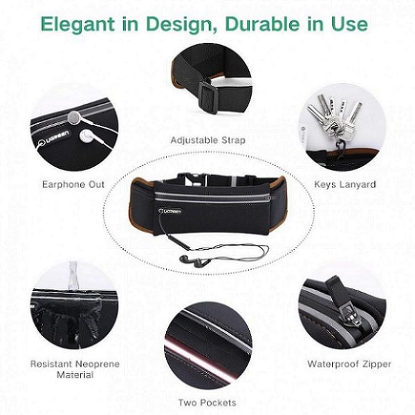 Ugreen-20818-Sport-Running-Waist-Pack-Waterproof-Belt-Black-4 UGREEN Sports Running Waist Band for Keeping Phones & Keys & other valuables - Black - 20818 - Image 6