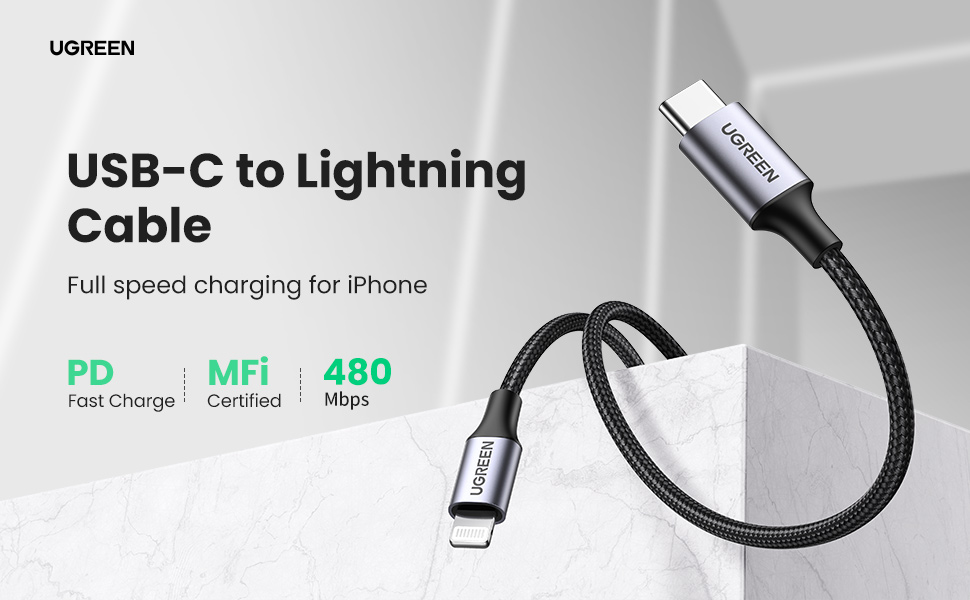 UGREEN USB C to Lightning Cable- 6FT MFi Certified PD Fast Charging  Lightning Cord Compatible with iPhone 14/14 Pro/14 Pro Max, iPhone