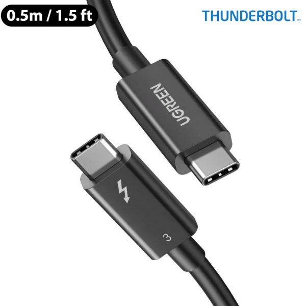 c-to-lightning-thunderbolt UGREEN Thunderbolt 3 Cable 40Gbps USB-C to USB-C Cable 100W Fast Charging 5K Video USB 3.1 Gen 2.1 - Black - 1.5 Feet - 80324 - Image 1