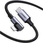 UGREEN USB C to Lightning Cable MFi Certified iPhone Charging Cable Right Angle 90 Degree Variant compatible with 20W Fast Charging - 3 Feet - Black - 60763