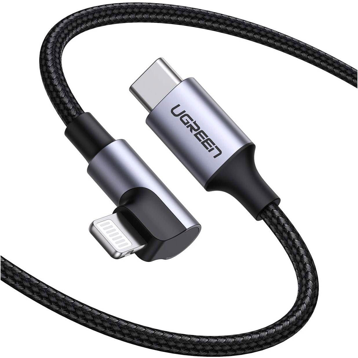 UGREEN USB C to Lightning 3 Feet 90 Degree Cable - Black