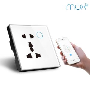 Wall Socket WIFI Enabled Compatible with Google Assistant & Siri by MUX Life - White