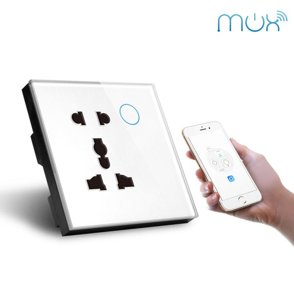 Wall Socket WIFI Enabled Compatible with Google Assistant & Siri by MUX Life - White - Image 1