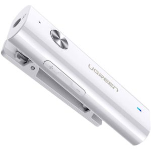 UGREEN Bluetooth Receiver 5.0 HiFi Wireless Audio Adapter with Back Clip Support Microphone 3.5mm AUX Bluetooth - White - 40854