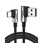 UGREEN USB C Cable 90 Degree Type C Cable 18W Fast Charging USB A to USB C Cable Right Angle - 3 feet - Black - 20857