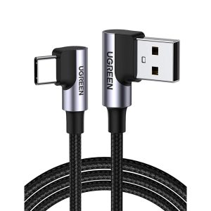 UGREEN USB C Cable 90 Degree Type C Cable 18W Fast Charging USB A to USB C Cable Right Angle - 6 feet - Black - 20857