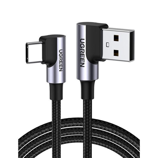 ugreen-both-right-angle-90-degree-cable-usb-a-to-c UGREEN USB C Cable 90 Degree Type C Cable 18W Fast Charging USB A to USB C Cable Right Angle - 6 feet - Black - 20857 - Image 1