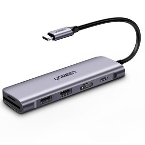 UGREEN USB C Hub 6 in 1 Dongle to HDMI 4K 2 USB 3.0 Ports SD TF Card Reader 100W PD Charging - 70411 - CM195 - Silver