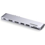 UGREEN USB C to Dual HDMI Adapter 7 in 2 USB C Thunderbolt 3 Adapter to Dual HDMI 2 USB 3.0 100W PD Port USB C to SD TF Card - Silver - 80548