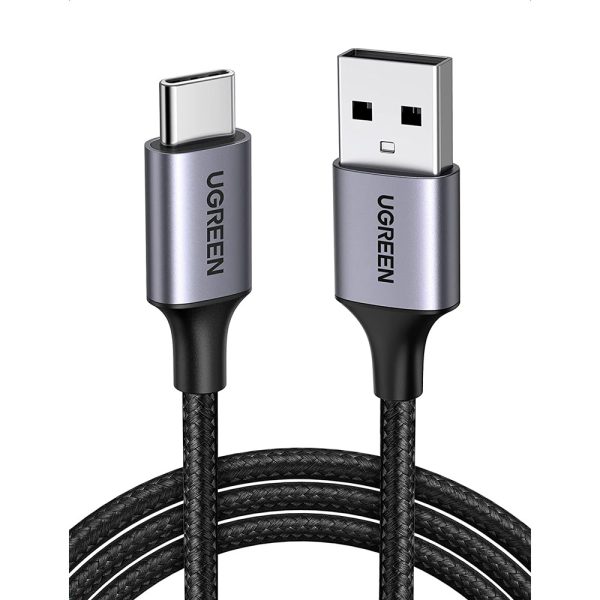 ugreen-usb-type-c-cable UGREEN USB Type C Cable Nylon Braided USB A to USB C Fast Charger Compatible - 4.5 feet - Black - 60127 - Image 1