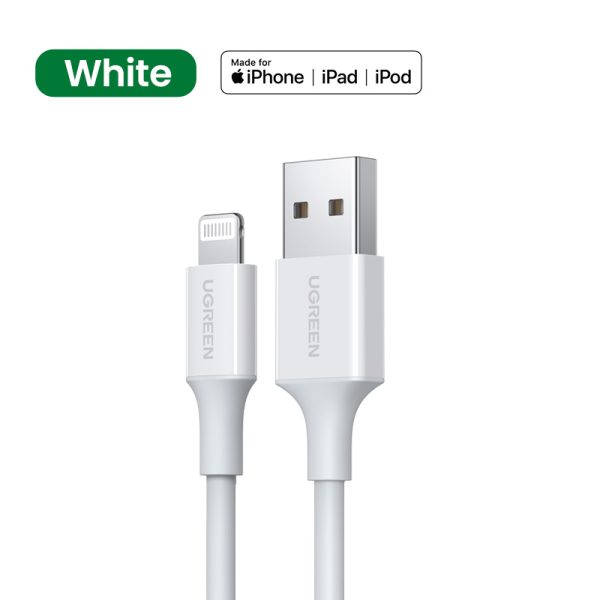 UGREEN USB A to Lightning Cable MFi Certified iPhone Charging Cable Type A to Lightning Cable Nickel Plating ABS Shell - 6 Feet - White -  20730 - Image 1