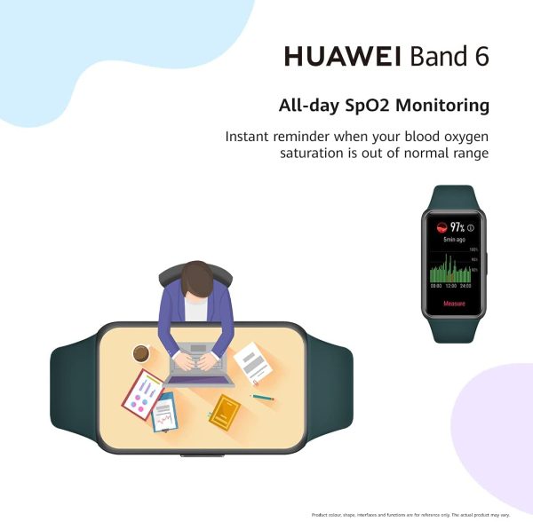 HUAWEI Band 6 Fitness Tracker Smartwatch for Men Women, 1.47''AMOLED Color Screen, SpO2,24H Heart Rate Monitor,14 Days Battery Life,Female Cycle Tracker, 5ATM Waterproof, Global Version - Black - Image 9