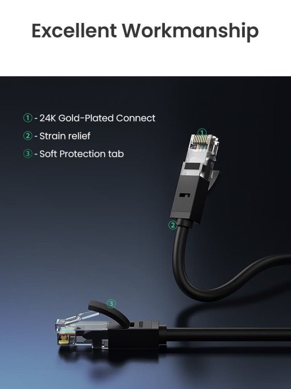 6 UGREEN Cat6 UTP Ethernet Network 1000 Mbps Support RJ45 Cable - Black - 30m - 100 feet - 20168 - Image 6
