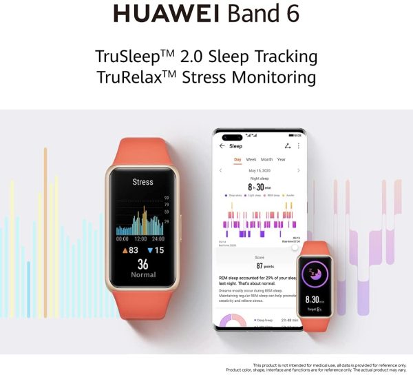 HUAWEI Band 6 Fitness Tracker Smartwatch for Men Women, 1.47''AMOLED Color Screen, SpO2,24H Heart Rate Monitor,14 Days Battery Life,Female Cycle Tracker, 5ATM Waterproof, Global Version - Black - Image 3