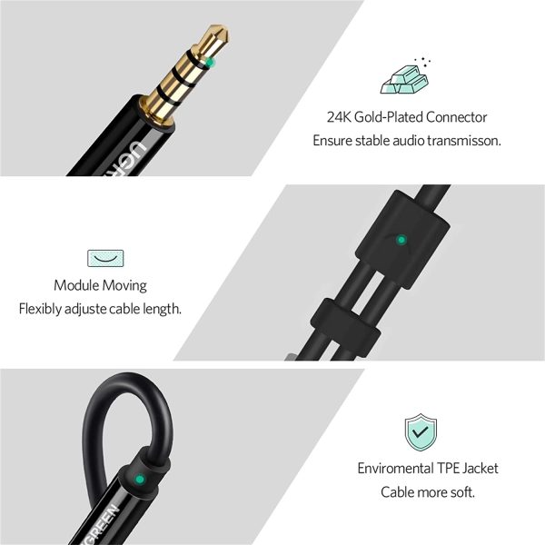 61dAF3WFdPL._AC_SL1500_ UGREEN Headset Splitter Headphone Mic Y Adapter Cable 3.5mm Audio Male to Separate Stereo Aux Female Jack Microphone Female Jack Compatible for PS4 Xbox Laptop Phone PC Gaming Headset Black - Image 3