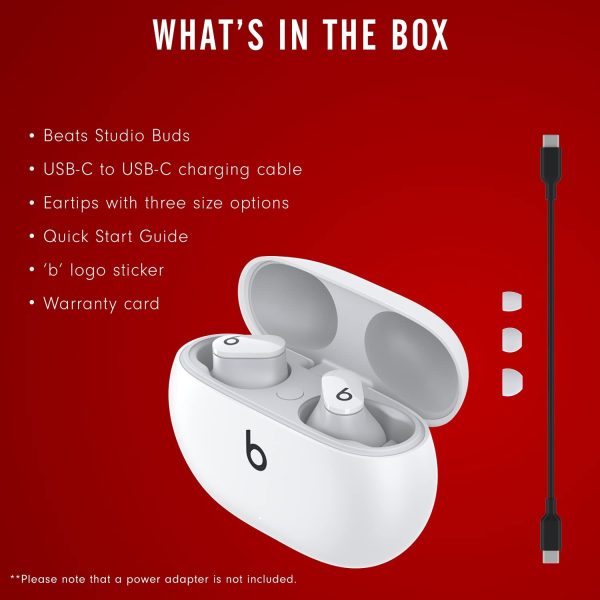 Beats Studio Buds – True Wireless Noise Cancelling Earbuds – Compatible with Apple & Android, Built-in Microphone, IPX4 Rating, Sweat Resistant Earphones, Class 1 Bluetooth Headphones - White - Image 5