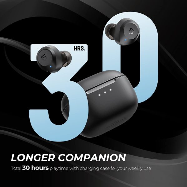SoundPEATS T2 Hybrid Active Noise Cancelling Wireless Earbuds, ANC Earphones with Transparency Mode, Bluetooth 5.1 in-Ear Headphones, 30 Hours Playtime, USB-C Quick Charge, 12mm Driver - Black - Image 3