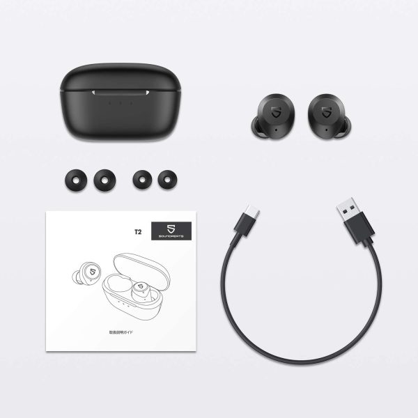 SoundPEATS T2 Hybrid Active Noise Cancelling Wireless Earbuds, ANC Earphones with Transparency Mode, Bluetooth 5.1 in-Ear Headphones, 30 Hours Playtime, USB-C Quick Charge, 12mm Driver - Black - Image 4
