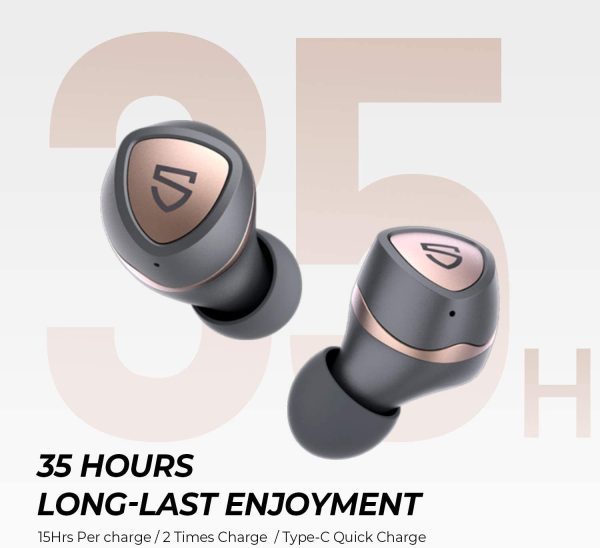 SoundPEATS Sonic Wireless Earbuds Bluetooth 5.2 Headphones in-Ear Stereo Wireless Earphones with aptX-Adaptive, Game Mode, TrueWireless Mirroring, Immersive Bass, cVc 8.0, Single/Twin, 35 Hrs Playtime - Black - Image 2