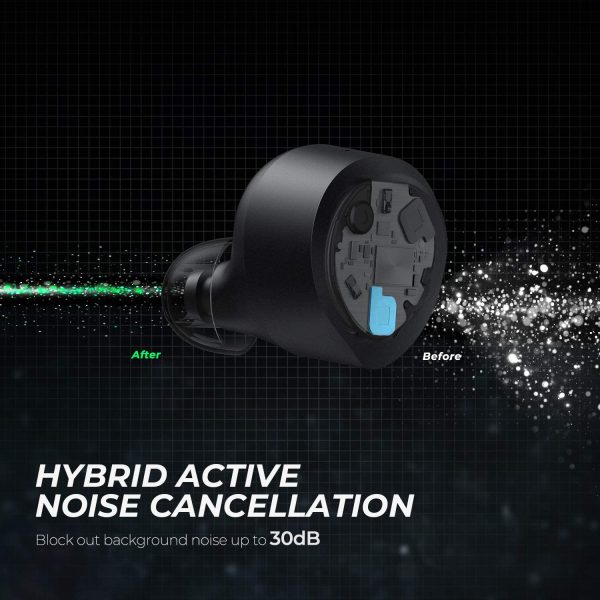 SoundPEATS T2 Hybrid Active Noise Cancelling Wireless Earbuds, ANC Earphones with Transparency Mode, Bluetooth 5.1 in-Ear Headphones, 30 Hours Playtime, USB-C Quick Charge, 12mm Driver - Black - Image 6