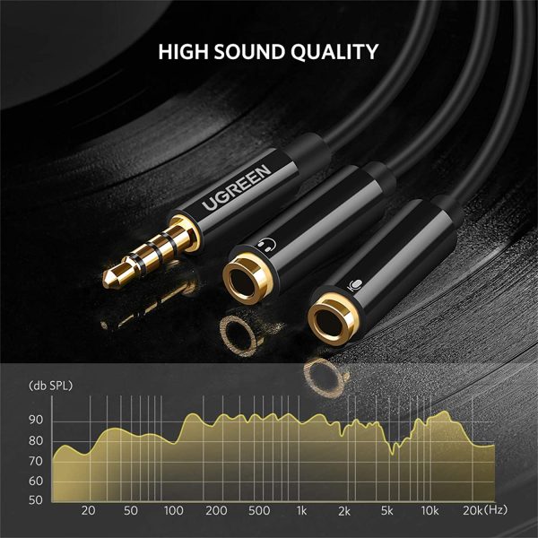 71bvYKyfdkL._AC_SL1500_ UGREEN Headset Splitter Headphone Mic Y Adapter Cable 3.5mm Audio Male to Separate Stereo Aux Female Jack Microphone Female Jack Compatible for PS4 Xbox Laptop Phone PC Gaming Headset Black - Image 6