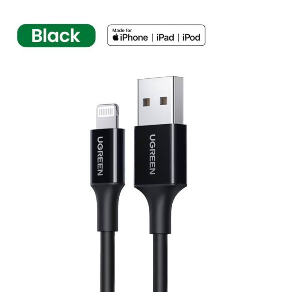 UGREEN USB A to Lightning Cable MFi Certified iPhone Charging Cable Type A to Lightning Cable Nickel Plating ABS Shell - 3 Feet - Black -  80822 - Image 1