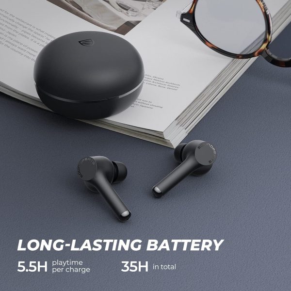 SoundPEATS Mac True Wireless Earbuds, IPX7 Waterproof Bluetooth Headphones, Sports Earphones with Superior Sound, 60 Hrs Playtime, Touch Control, USB-C Charge, Single/Twin Mode, Mini Size (0.12oz) - Black - AMT - Image 8