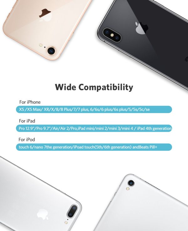 930-3_08 UGREEN USB A to Lightning Braided Cable MFi Certified iPhone Charging Cable Type A to Lightning Cable Aluminium Case - 6 Feet - 2M - Silver -  60163 - Image 9