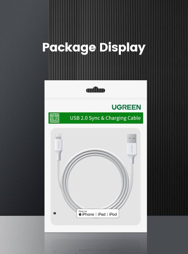 UGREEN USB A to Lightning Cable MFi Certified iPhone Charging Cable Type A to Lightning Cable Nickel Plating ABS Shell - 3 Feet - Black -  80822 - Image 2