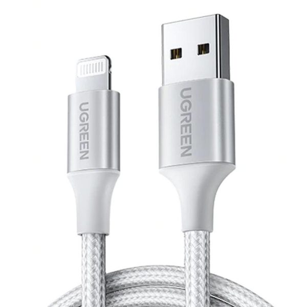 silver_2048x2048 UGREEN USB A to Lightning Braided Cable MFi Certified iPhone Charging Cable Type A to Lightning Cable Aluminium Case - 6 Feet - 2M - Silver -  60163 - Image 1