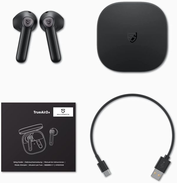 SoundPEATS True Air 2 Plus Wireless Earbuds Qualcomm QCC3040 Bluetooth 5.2 Headphones Wireless Earphones with aptX-Adaptive, TrueWireless Mirroring, 4-Mic and CVC Noise Cancellation, Total 25 Hours - Black - AMT - Image 2