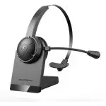 SoundPEATS A7 Headset Bluetooth Wireless with Microphone, QCC3020 Bluetooth 5.0 Headphone Trucker Headset with Mute Mic AI Noise Cancellation 30Hrs Talktime for Home Office Call Center Skype - Black