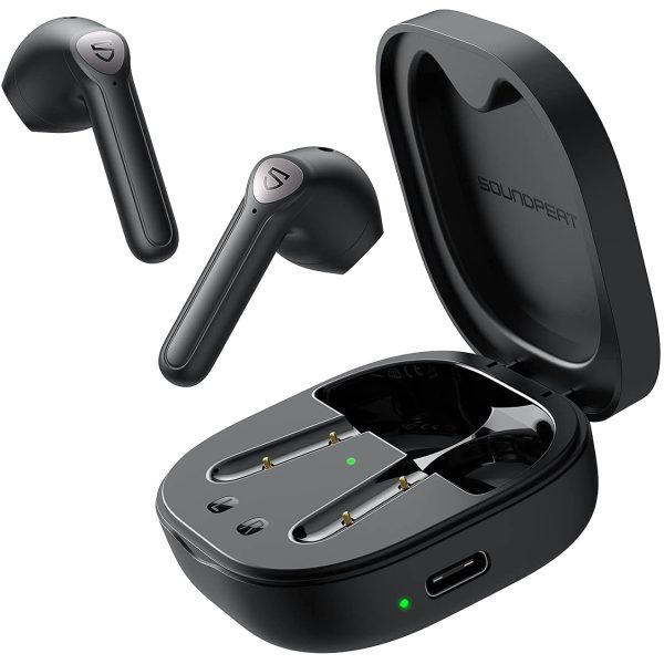 SoundPEATS True Air 2 Plus Wireless Earbuds Qualcomm QCC3040 Bluetooth 5.2 Headphones Wireless Earphones with aptX-Adaptive, TrueWireless Mirroring, 4-Mic and CVC Noise Cancellation, Total 25 Hours - Black - AMT - Image 1