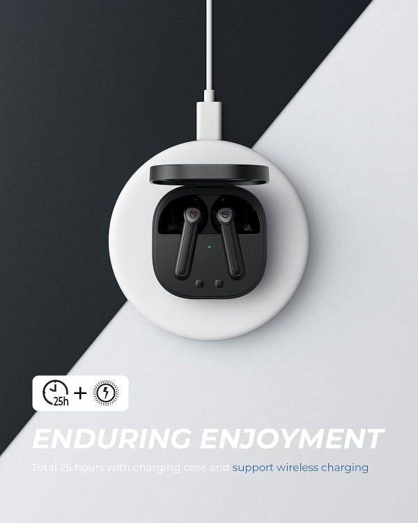 SoundPEATS True Air 2 Plus Wireless Earbuds Qualcomm QCC3040 Bluetooth 5.2 Headphones Wireless Earphones with aptX-Adaptive, TrueWireless Mirroring, 4-Mic and CVC Noise Cancellation, Total 25 Hours - Black - AMT - Image 3