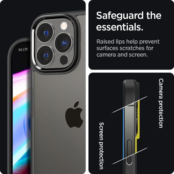 61SVFnbxEyL._AC_SL1200_ Apple iPhone 13 Pro Ultra Hybrid TPU + PC Case by Spigen - ACS03262 - Matte Black - Image 2