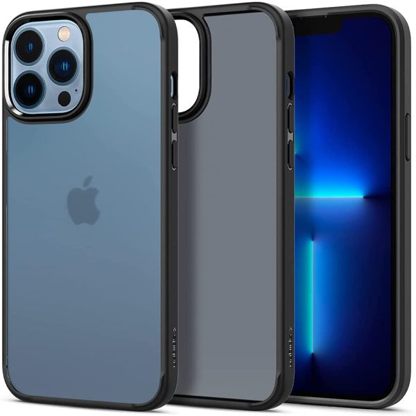 61WDDd6j2GL._AC_SL1000_ Apple iPhone 13 Pro Ultra Hybrid Matte TPU + PC Case by Spigen - ACS03621 - Frost Black - Image 1