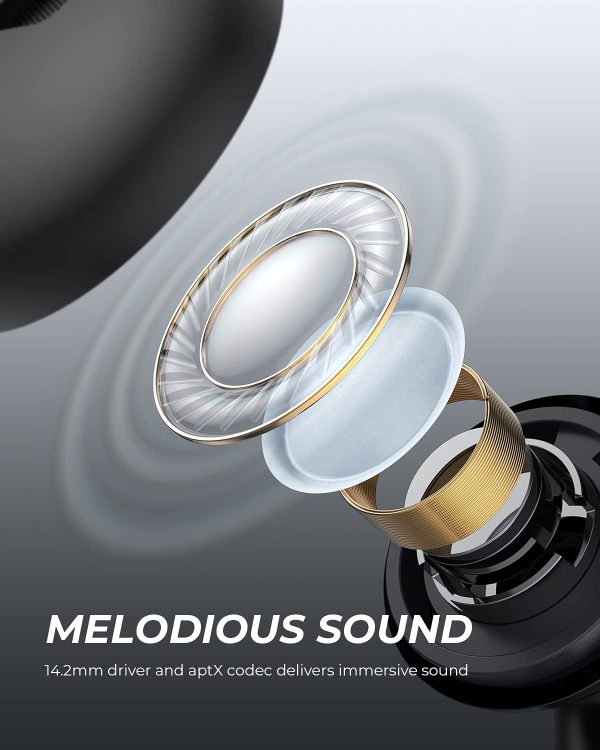 SoundPEATS True Air 2 Plus Wireless Earbuds Qualcomm QCC3040 Bluetooth 5.2 Headphones Wireless Earphones with aptX-Adaptive, TrueWireless Mirroring, 4-Mic and CVC Noise Cancellation, Total 25 Hours - Black - AMT - Image 4