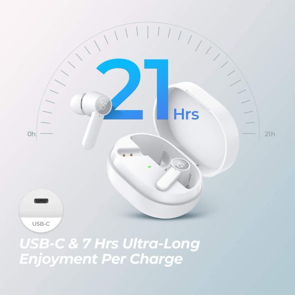 SoundPEATS Q True Wireless Earbuds Bluetooth 5.0 Headphones with Wireless Charging Case in-Ear Stereo Earphones, 4-Mic, 10mm Driver, Premium Sound, Touch Control, 7Hrs Playtime - White - Image 3