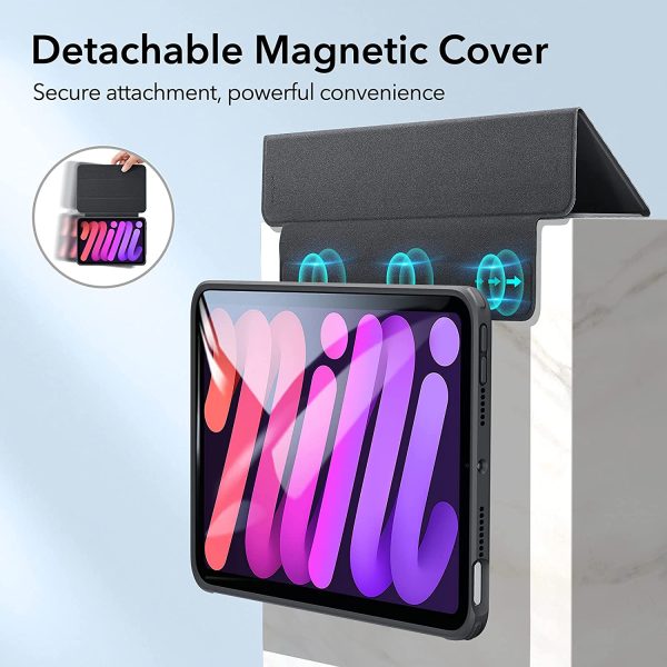 iPad mini 6 2021 Rebound Hybrid Case Detachable Magnetic Cover, Hybrid Back Shell, Supports Pencil 2 - Frosted Black - Image 8