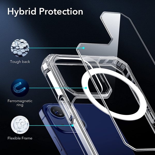 Apple iPhone 13 Air Armor Rugged TPU Case with Halolock Magnetic Ring for MagSafe Enabled Charging - Clear - Image 2