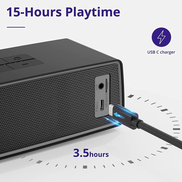 Tronsmart Studio 30W Bluetooth Home Speaker, Metal Wireless Speakers, Lossless High Fidelity with 20W Subwoofer, Sync Up to 100+ Speakers, 15H, USB-C, Waterproof, Indoors Outdoors - Black - Image 5