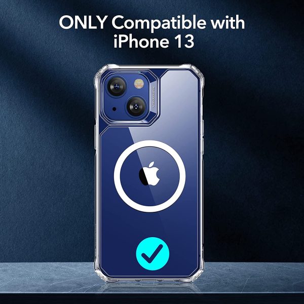 Apple iPhone 13 Air Armor Rugged TPU Case with Halolock Magnetic Ring for MagSafe Enabled Charging - Clear - Image 9