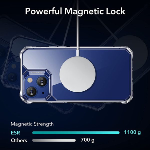 Apple iPhone 13 Air Armor Rugged TPU Case with Halolock Magnetic Ring for MagSafe Enabled Charging - Clear - Image 7