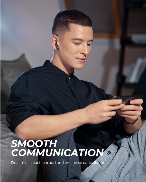 SoundPEATS True Air 2 Plus Wireless Earbuds Qualcomm QCC3040 Bluetooth 5.2 Headphones Wireless Earphones with aptX-Adaptive, TrueWireless Mirroring, 4-Mic and CVC Noise Cancellation, Total 25 Hours - Black - AMT - Image 6