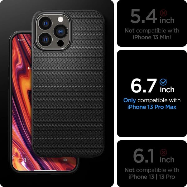 71xCy-pGc2L._AC_SL1200_ Apple iPhone 13 Pro Liquid Air Case by Spigen - ACS03258 - Matte Black - Image 3
