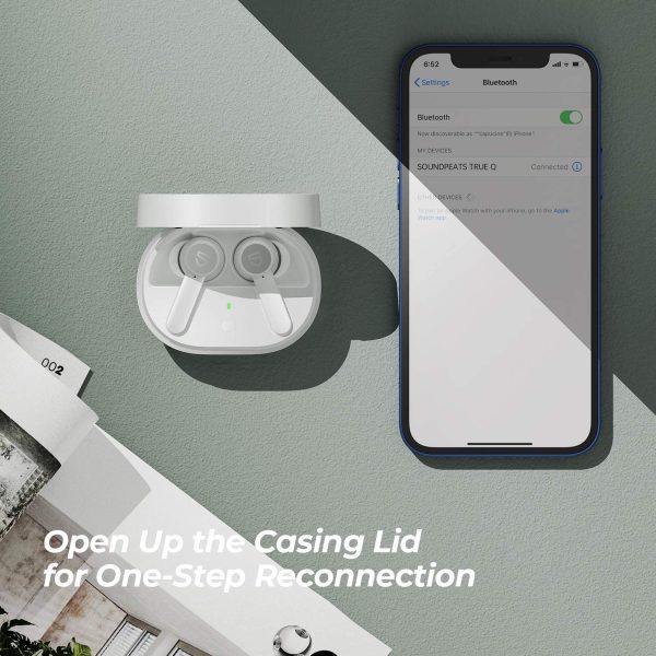 SoundPEATS Q True Wireless Earbuds Bluetooth 5.0 Headphones with Wireless Charging Case in-Ear Stereo Earphones, 4-Mic, 10mm Driver, Premium Sound, Touch Control, 7Hrs Playtime - White - Image 7